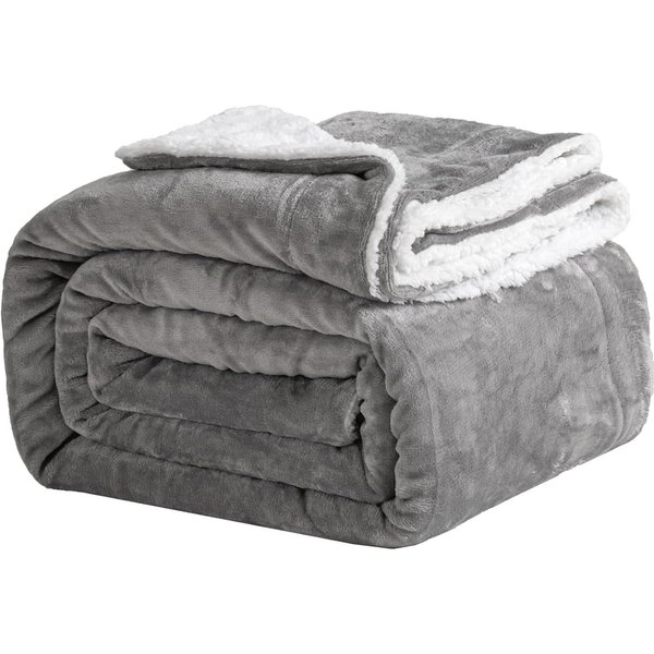 Wohndecke Kuschelige Wohndecke Fleecedecke mit Sherpa-Futter als Sofaüberwurf, Good Nite, Wendbar, hautfreundlich, leicht, reißfest und atmungsaktiv