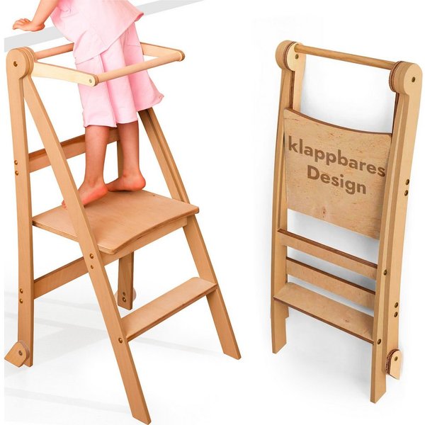 Goodevas Kinderklappstuhl Montessori-Lernleiter: Klappbare Lernleiter