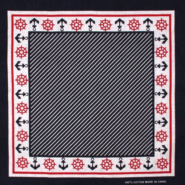 Goodman Design Bandana Kopftuch Halstuch Navy weiß Anker Steuerräder maritim, 100% Baumwolle