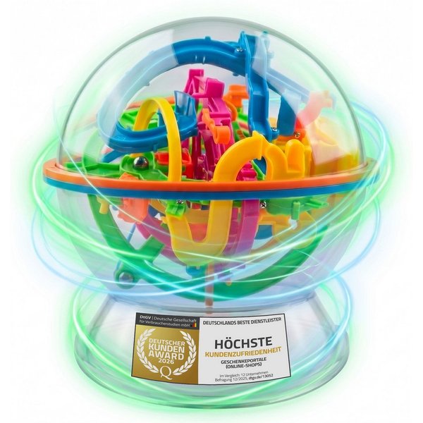 Goods+Gadgets 3D-Puzzle 3D Labyrinth Kugel Geschicklichkeitsspiel – Konzentration & Motorik, Puzzleteile, Magic Maze Kugelspiel