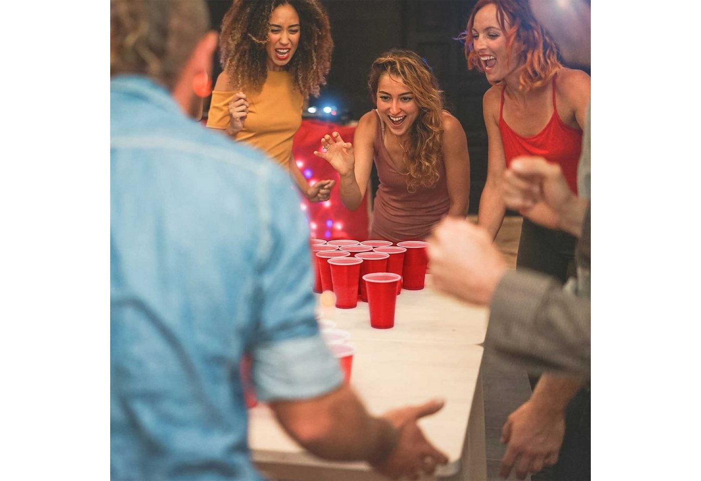 Goods+Gadgets Becher Wiederverwendbare Partybecher 50er Set – Dickwandige Beer Pong Becher, 100-tlg., Plastikbecher, Trinkbecher Getränkebecher – Bild 3 von 5