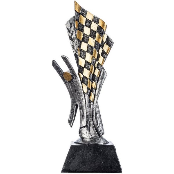 Goods+Gadgets Dekoobjekt Rennsport Trophäe 26 cm – Motorsport Siegerpokal mit Gravur & Dekor (Motorsport Sieger-Pokal, 26 cm), Sieges-Statue