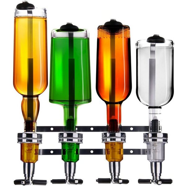 Goods+Gadgets Flaschenhalter Wandmontierter Flaschenhalter & Bar Butler – Spirituosenspender 4 cl, (Bar Butler Flaschenhalter, 4-St., Schnaps Getränkeportionier
