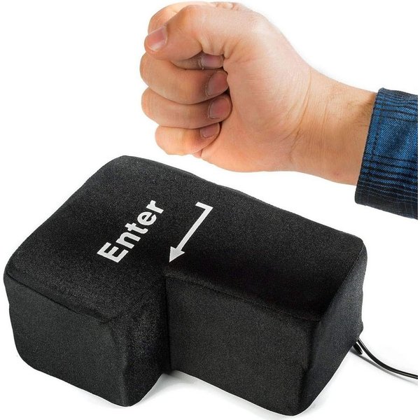 Goods+Gadgets Große Eingabetaste XXL – USB-Tastatur-Eingabetaste, Stressabbau-Gadget USB-Tastatur (Enter-Taste mit Tisch-Kissen)