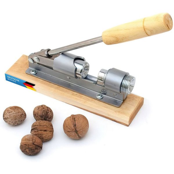 Goods+Gadgets Nussknacker Retro Nussknacker Hebel Edelstahl – Starker Schalenknacker für Nüsse, (Hebel-Knacker), Schalenknacker aus Edelstahl