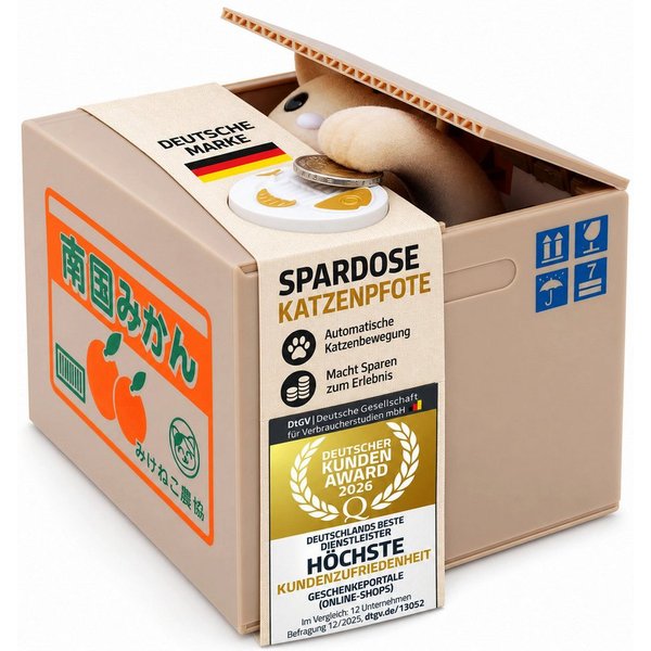 Goods+Gadgets Spardose Spardose Katze – Elektronisches Sparschwein für Kinder & Katzenfans, elektronisches Münzen Sparschwein