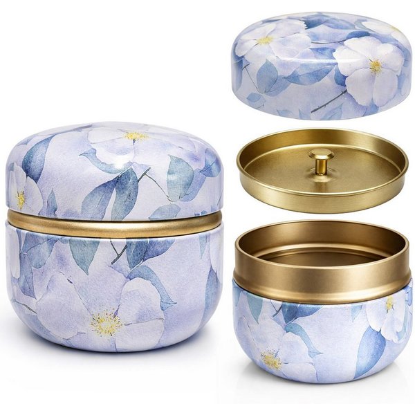 Goodwei Teedose Matcha-Teedose, white blossom, Weißblech, (3-tlg)