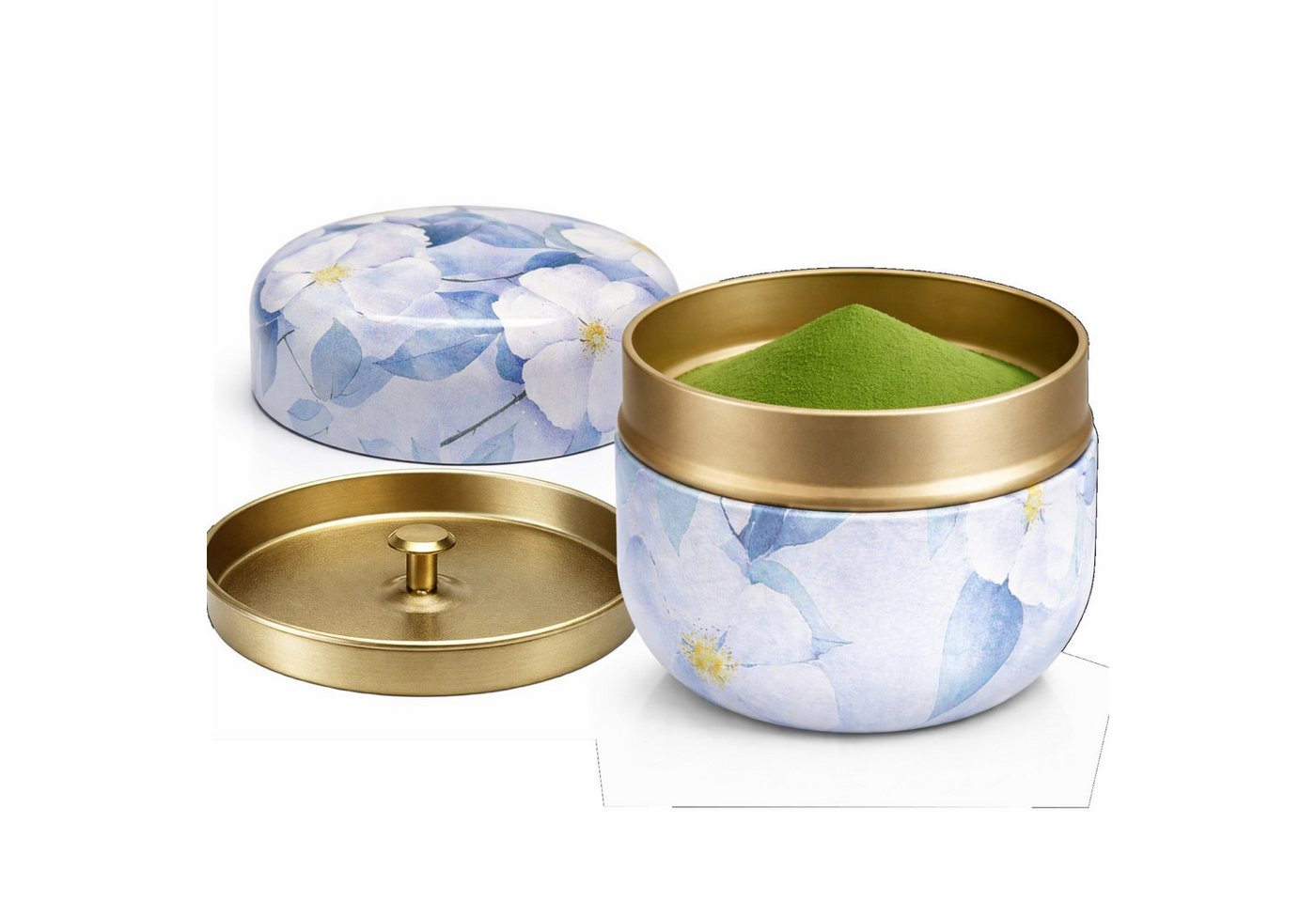 Goodwei Teedose Matcha-Teedose, white blossom, Weißblech, (3-tlg) – Bild 5 von 5