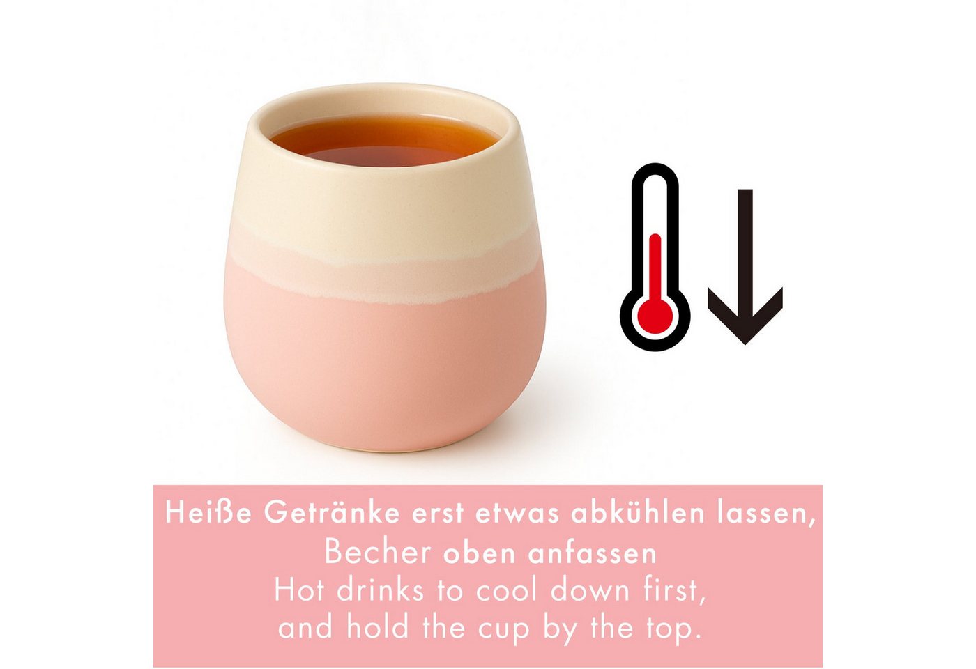 Goodwei Teeglas Japanisches Teebecher Set "Fuji Pink", modernes Design, 4-tlg., Keramik – Bild 3 von 5