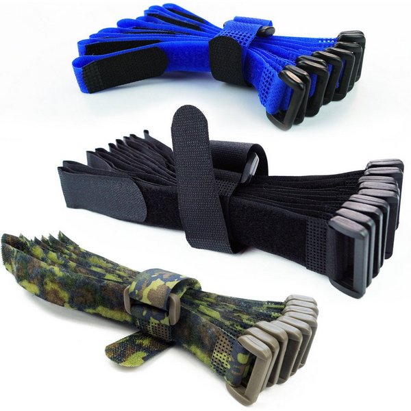 Goodymax Kabelbinder 10 Stück Klettkabelbinder Kunststofföse 15, 20, 30, 40 cm (15 cm Länge Schwarz, 10 Stück, Haken und Flausch auf GLEICHEN SEITEN) wiederverw