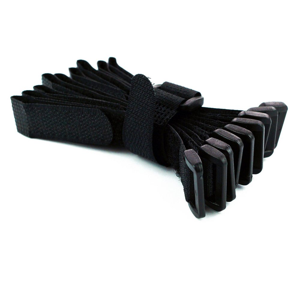 Goodymax Kabelbinder 10 Stück Klettkabelbinder Kunststofföse 15, 20, 30, 40 cm (15 cm Länge Schwarz, 10 Stück, Haken und Flausch auf GLEICHEN SEITEN) wiederverw – Bild 2 von 5