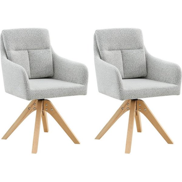 gopop Drehstuhl 2er-Set, Stuhlbeine aus Massivholz, Hellgrau/Beige (2 St)
