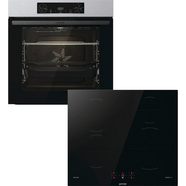 GORENJE Backofen-Set Pacific Backofen-Set Basic Induktion 2021, mit 1-fach-Teleskopauszug, Aqua Clean, Pizzafunktion mit 300 °C – perfekt für Pizza, Focaccia un