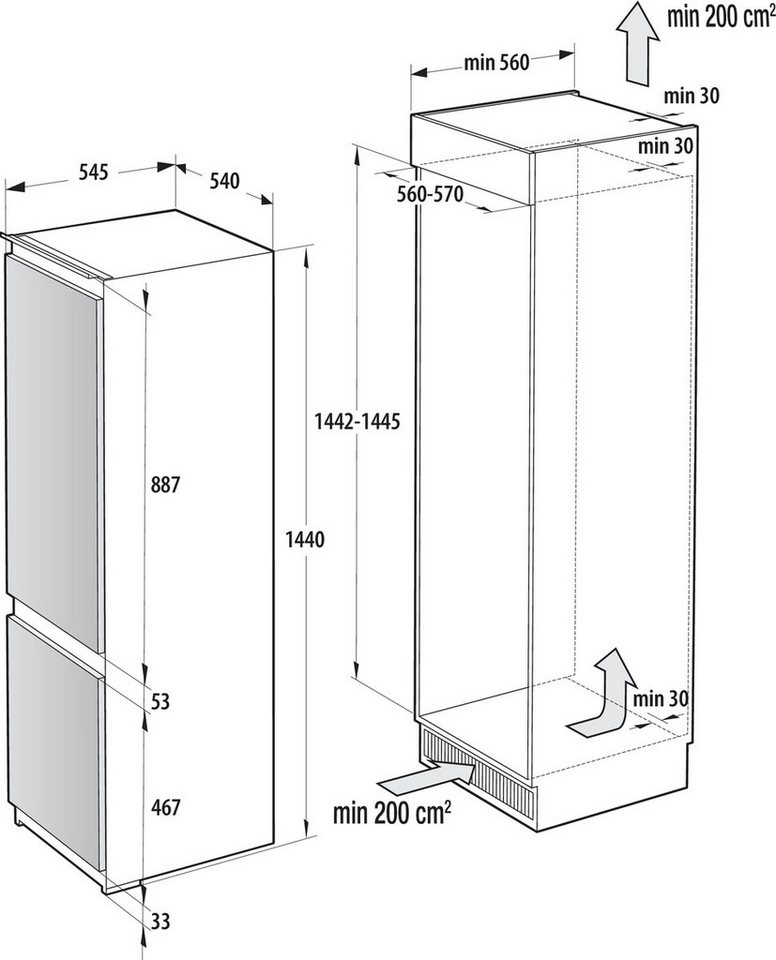 GORENJE Einbaukühlgefrierkombination RKI514E21, 144 cm hoch, 54 cm breit – Bild 4 von 4