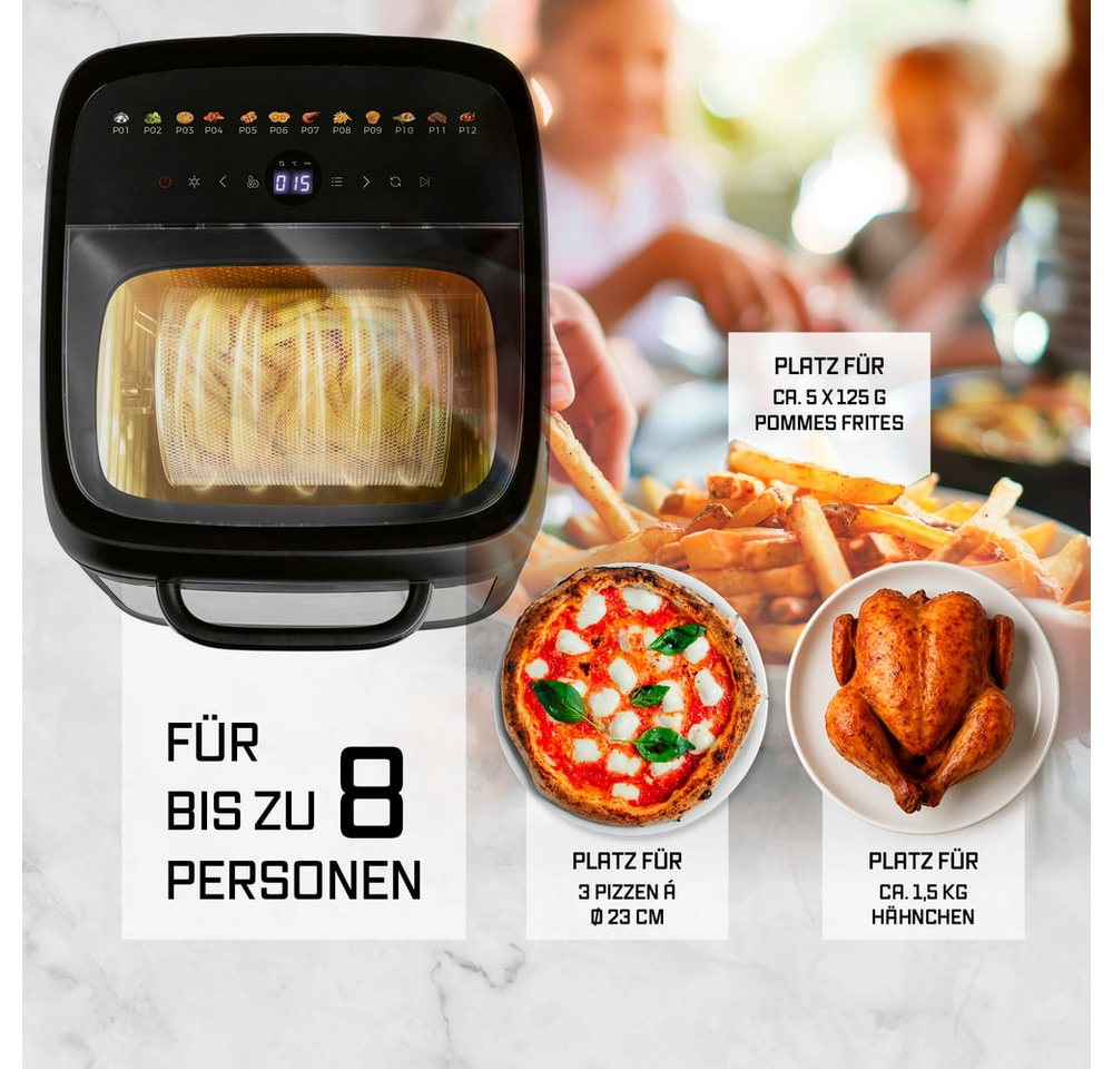 GOURMETmaxx Heißluftfritteuse Heißluftofen mit Panoramadach & Frontfenster, 1800 W, Airfryer, 12,5 l - 12 Programme – Bild 3 von 5