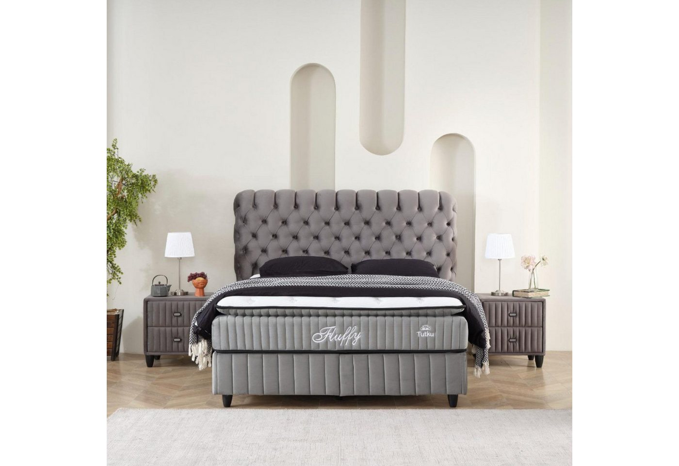 gowoll Boxspringbett mit Matratze mit Topper Comfort Bett Set Doppelbett, Polsterbett (Set, 4-St., 2 Bettkästen, 1 Matratze, 1 Kopfteil (Nachttisch optional), S – Bild 2 von 5
