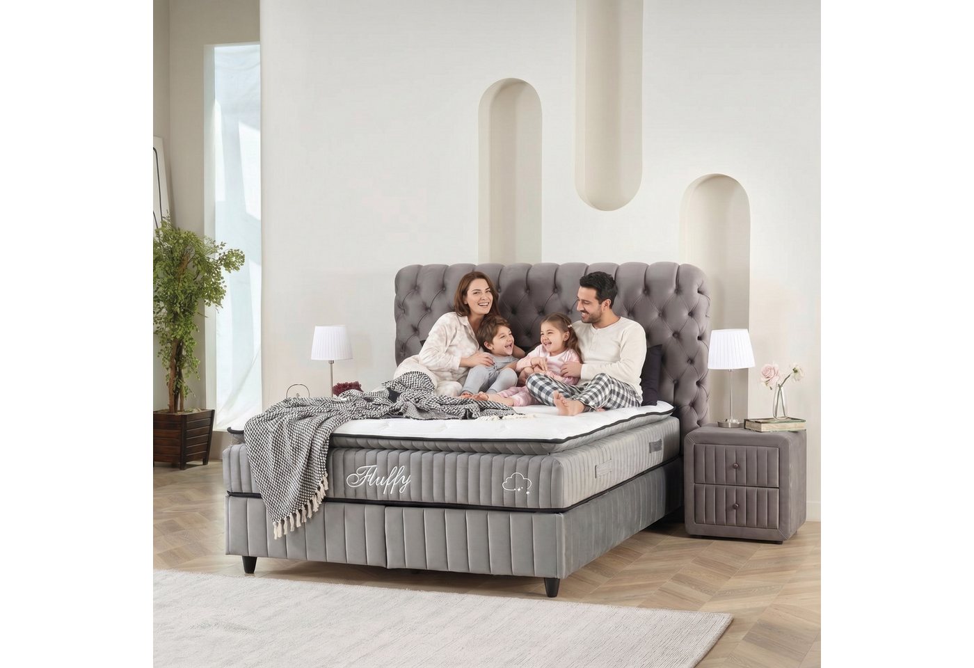 gowoll Boxspringbett mit Matratze mit Topper Comfort Bett Set Doppelbett, Polsterbett (Set, 4-St., 2 Bettkästen, 1 Matratze, 1 Kopfteil (Nachttisch optional), S – Bild 3 von 5