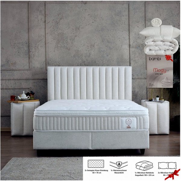 gowoll Boxspringbett mit Matratze Polsterbett Stauraumbett Betkasten inkl. Lieferung Beleza (Set, 2 Bettkästen, 1 Matratze, 1 Kopfteil (Nachttisch optional), in