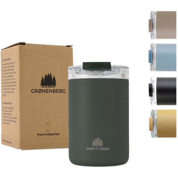GRØNENBERG Thermobecher Kaffeebecher to go 320ml, 100% Auslaufsicher, Hält mind. 4 h warm, Rutschfest