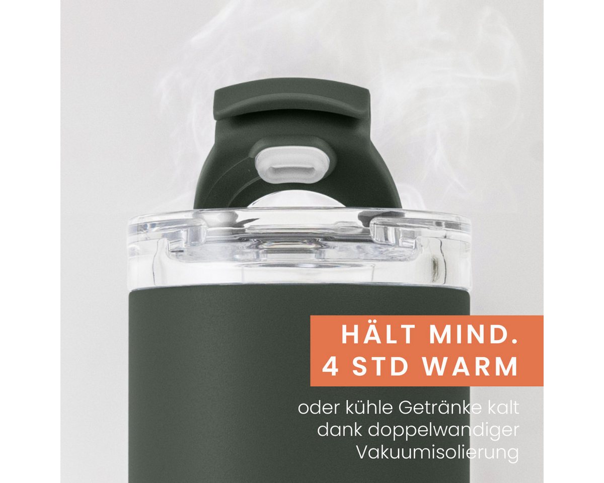 GRØNENBERG Thermobecher Kaffeebecher to go 320ml, 100% Auslaufsicher, Hält mind. 4 h warm, Rutschfest – Bild 4 von 5