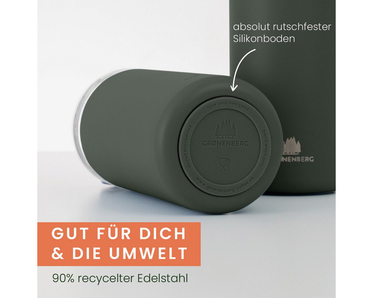 GRØNENBERG Thermobecher Kaffeebecher to go 320ml, 100% Auslaufsicher, Hält mind. 4 h warm, Rutschfest – Bild 5 von 5