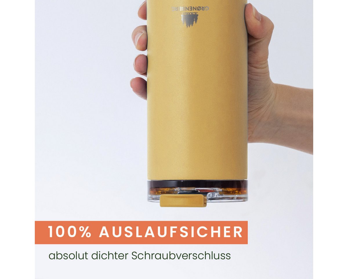 GRØNENBERG Thermobecher Kaffeebecher to go 440ml, 100% Auslaufsicher, Hält mind. 4 h warm, Rutschfest – Bild 3 von 5