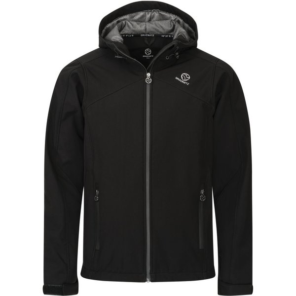 Gradnetz Softshelljacke Herren schwarz (1-St) Kapuze mit Gummizug