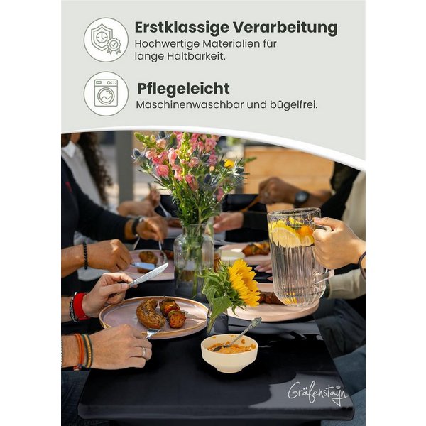 Gräfenstayn Hussen-Set Biertischhussen Bierzeltgarnitur 50cm 70cm, Biertischhussen 3 tlg Bierzeltgarnitur 50cm oder 70cm breite