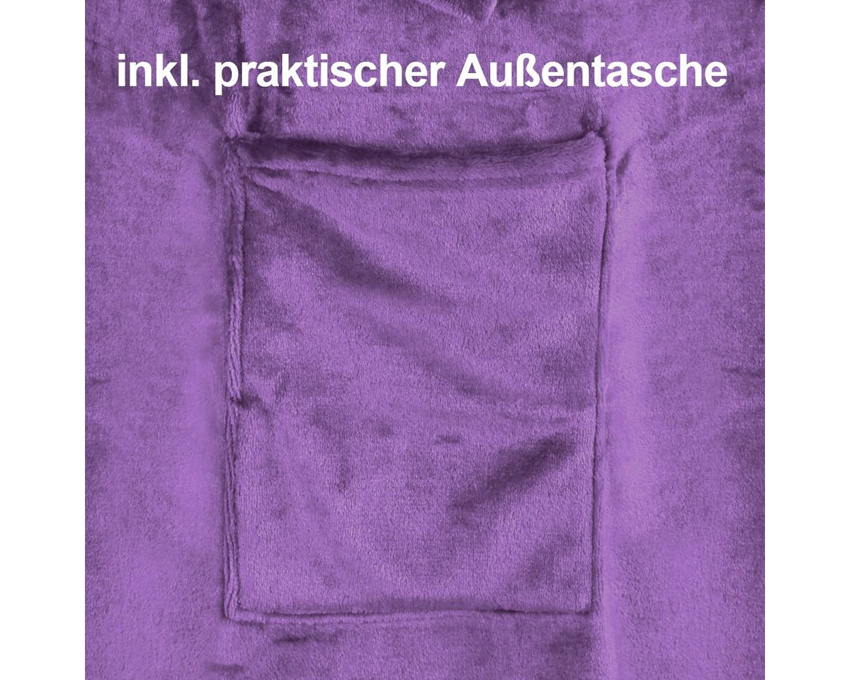Wohndecke flauschige, tragbare Kuscheldecke mit Ärmeln und Fußtasche 180x150 cm, Gräfenstayn, warme Ärmeldecke - TV Decke zum Anziehen - 180x150cm lila – Bild 2 von 5