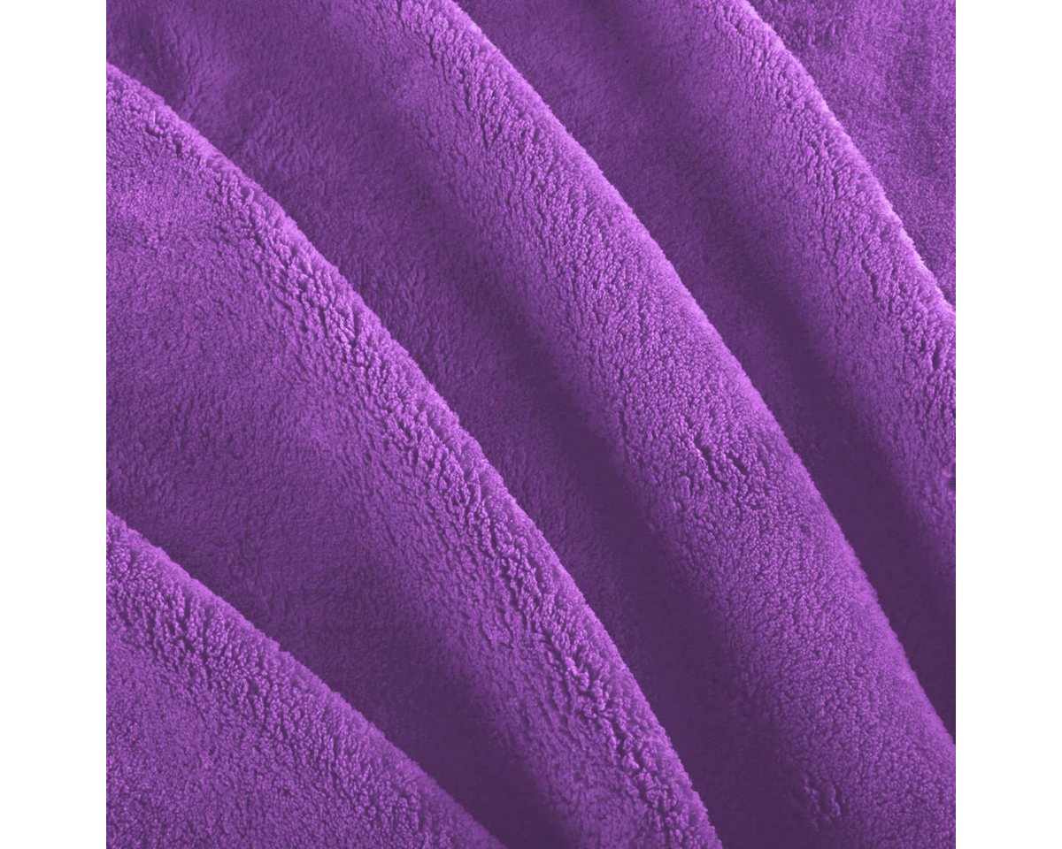 Wohndecke flauschige, tragbare Kuscheldecke mit Ärmeln und Fußtasche 180x150 cm, Gräfenstayn, warme Ärmeldecke - TV Decke zum Anziehen - 180x150cm lila – Bild 3 von 5
