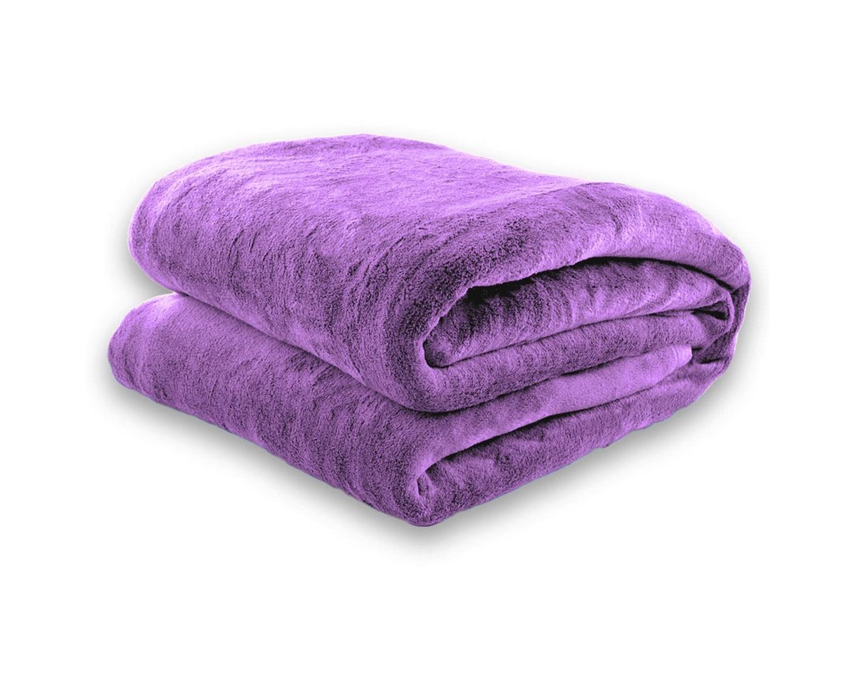 Wohndecke flauschige, tragbare Kuscheldecke mit Ärmeln und Fußtasche 180x150 cm, Gräfenstayn, warme Ärmeldecke - TV Decke zum Anziehen - 180x150cm lila – Bild 4 von 5