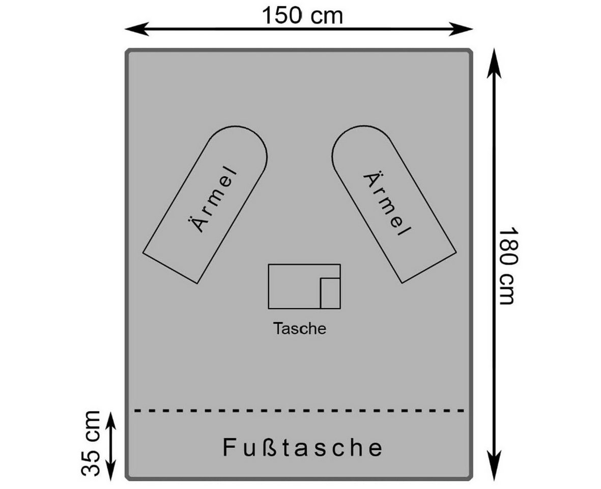 Wohndecke flauschige, tragbare Kuscheldecke mit Ärmeln und Fußtasche 180x150 cm, Gräfenstayn, warme Ärmeldecke - TV Decke zum Anziehen - 180x150cm lila – Bild 5 von 5