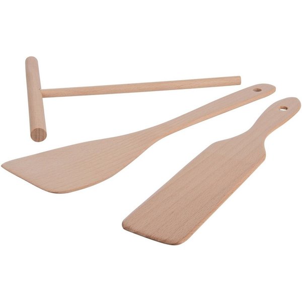 GRÄWE Crepes Verteiler, Crêpes Zubehör Holz-Set, 3-teilig