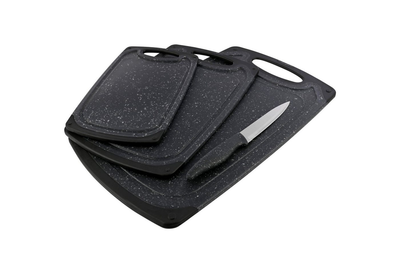 GRÄWE Schneidebrett Schneidebrett-Set, 4-teilig, inkl. Messer, Granit-Look – Bild 2 von 5