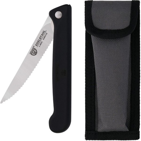 GRÄWE Steakmesser Klappmesser mit Steakklinge, schwarz, mit Etui