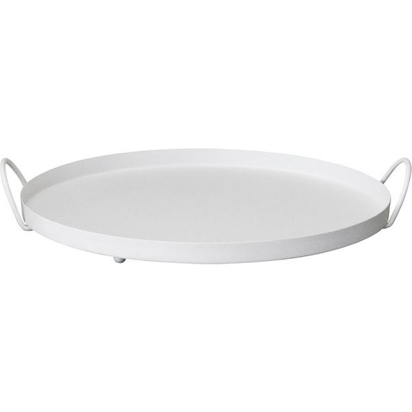 Grafelstein Tablett Tablett LENE weiß aus Metall Dekotablett mit Griffen D35cm Metalltable, Metall