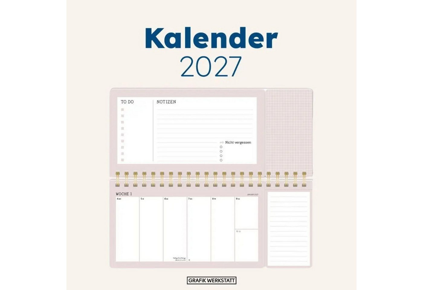 Grafik Werkstatt Tischkalender Wochenplaner 2027 Blumenmomente (mit Kalendarium) – Bild 2 von 5
