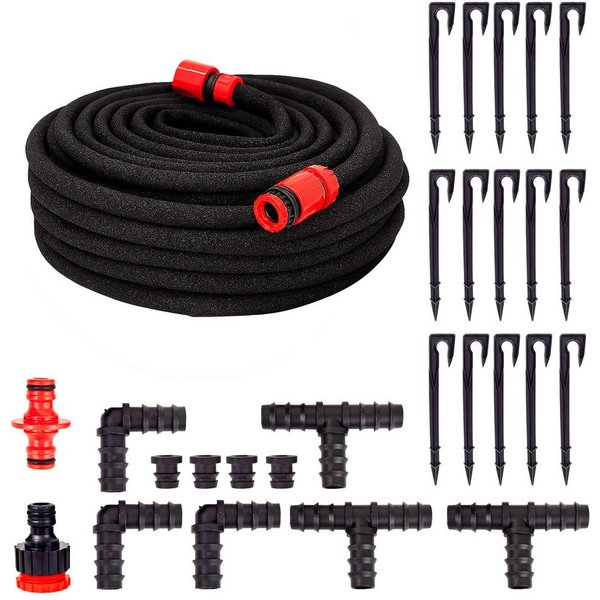 Grafner Bewässerungsschlauch Bewässerungsschlauch 30m mit Perlfunktion Perlregner Perlschlauch, Wasserersparnis bis zu 70%, Adapter von 1/2 Zoll zu 3/4 Zoll