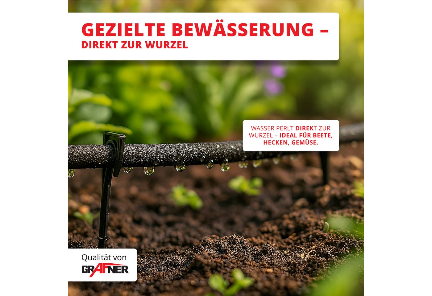 Grafner Bewässerungsschlauch Bewässerungsschlauch 30m mit Perlfunktion Perlregner Perlschlauch, Wasserersparnis bis zu 70%, Adapter von 1/2 Zoll zu 3/4 Zoll – Bild 2 von 5