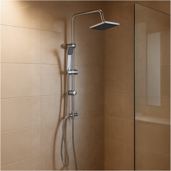 Grafner Duschsystem Duschgarnitur mit Regenschauerduschkopf Handbrause Duschsäule, Höhe 100 cm, 2 Strahlart(en), Set, 10 tlg., Brauseschlauch, INkl. Handbrause,
