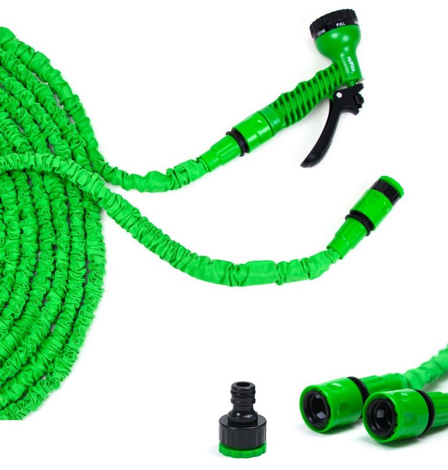 Grafner Gartenschlauch Gartenschlauch flexibel dehnbar 7,5m-45m inkl. 7 Funktionen Brause, dehnbar, (Stk, 1), Knickt während des Gebrauchs nicht ab, Kein verkno – Bild 4 von 5