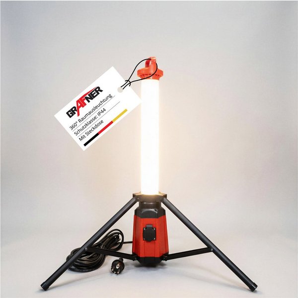Grafner LED Baustrahler Arbeitsstrahler 360° Baustellenleuchte Standleuchte IP44 3800Lm, LED fest integriert, Standleuchte