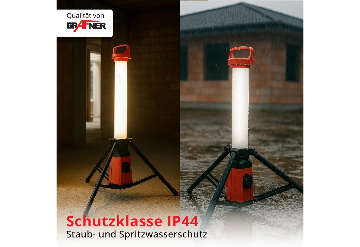 Grafner LED Baustrahler Arbeitsstrahler 360° Baustellenleuchte Standleuchte IP44 3800Lm, LED fest integriert, Standleuchte – Bild 3 von 5