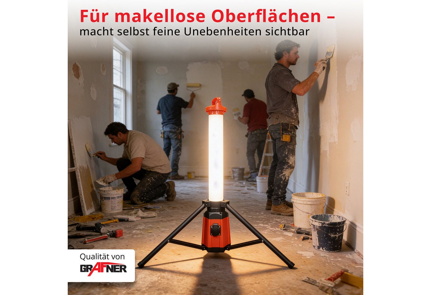 Grafner LED Baustrahler Arbeitsstrahler 360° Baustellenleuchte Standleuchte IP44 3800Lm, LED fest integriert, Standleuchte – Bild 5 von 5