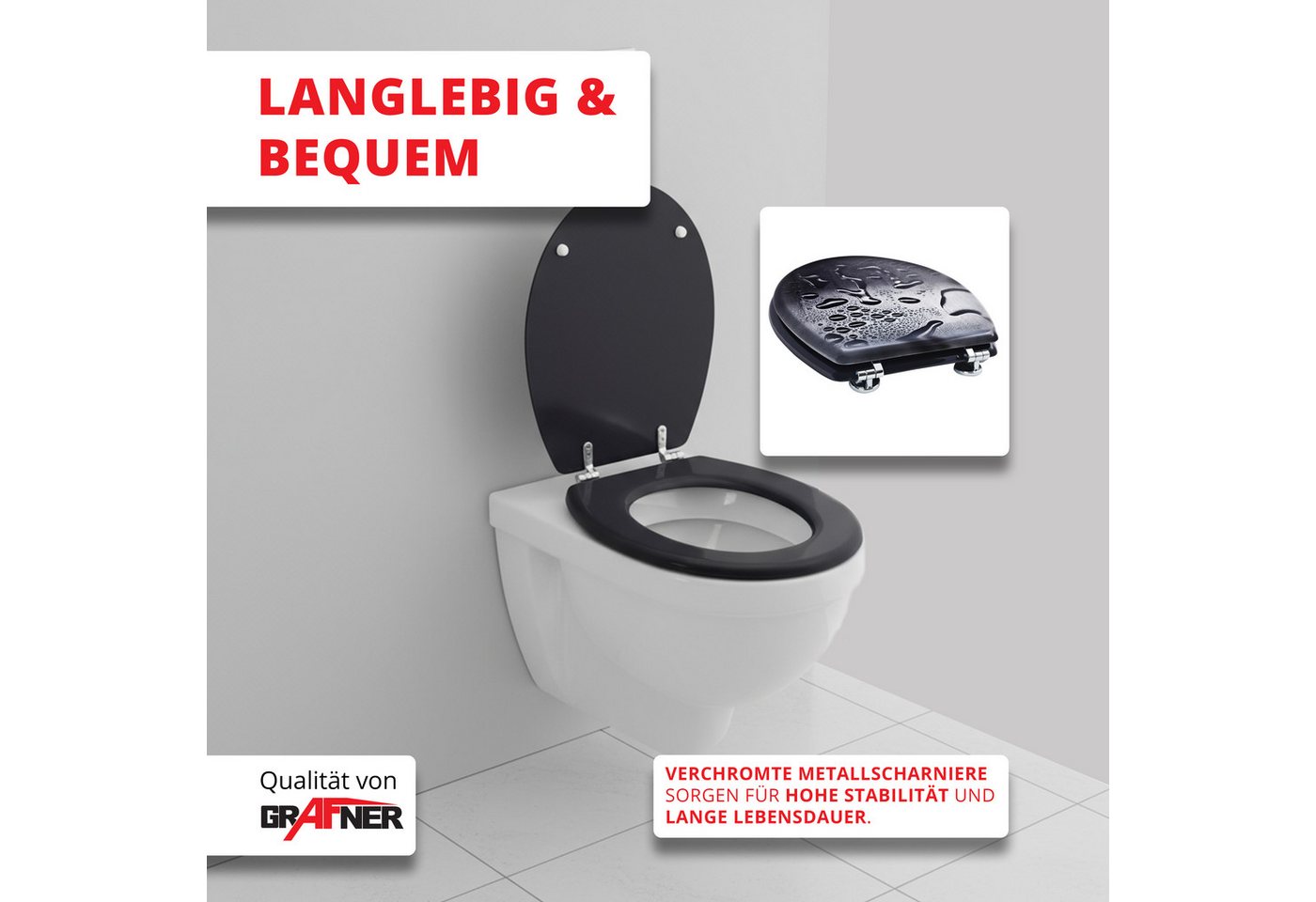 Grafner WC-Sitz WC Sitz aus MDF Toilettensitz mit Absenkautomatik verschiedene Motive, Absenkautomatik – Bild 3 von 5