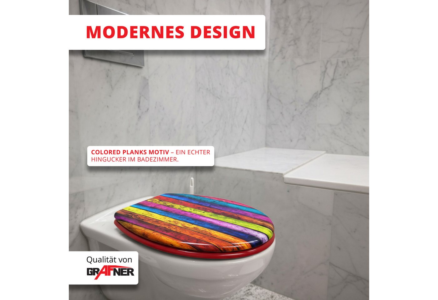 Grafner WC-Sitz WC Sitz aus MDF Toilettensitz mit Absenkautomatik verschiedene Motive, Absenkautomatik – Bild 2 von 5