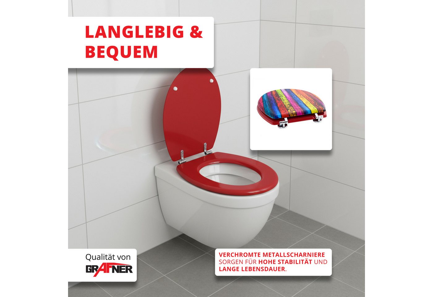 Grafner WC-Sitz WC Sitz aus MDF Toilettensitz mit Absenkautomatik verschiedene Motive, Absenkautomatik – Bild 3 von 5