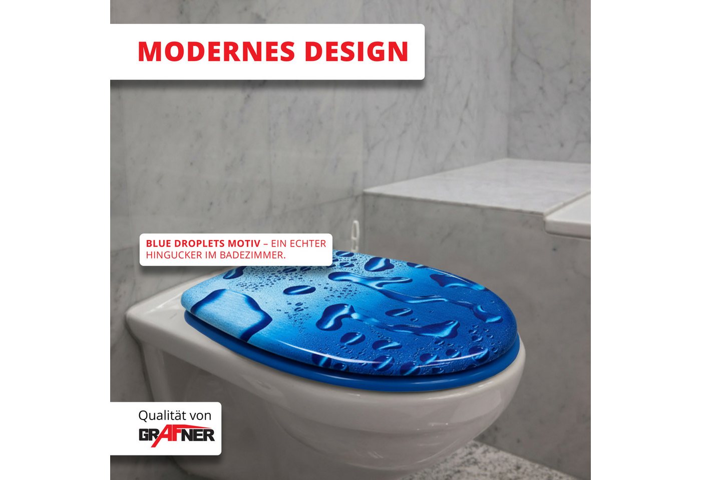 Grafner WC-Sitz WC Sitz aus MDF Toilettensitz mit Absenkautomatik verschiedene Motive, Absenkautomatik – Bild 2 von 5