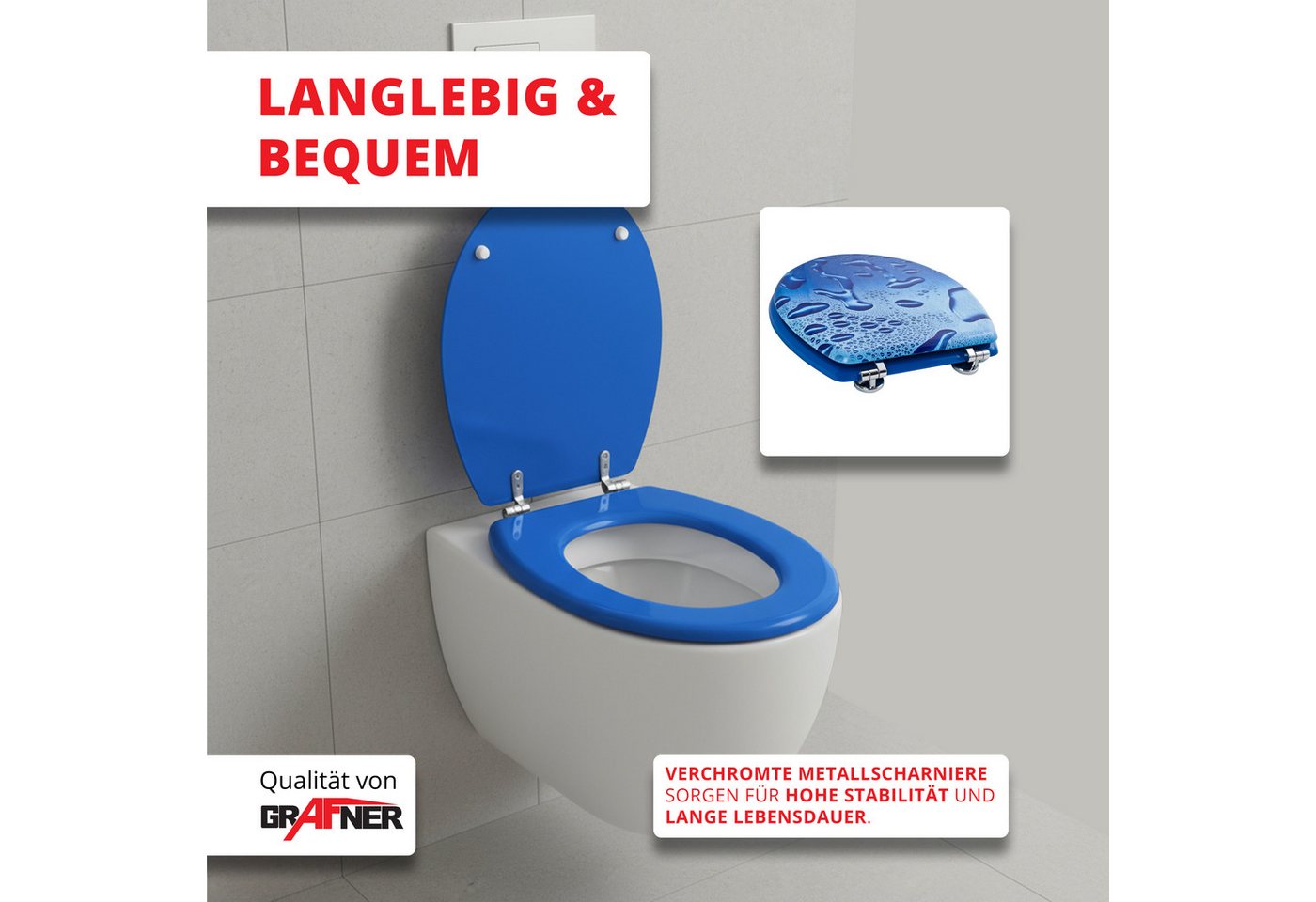 Grafner WC-Sitz WC Sitz aus MDF Toilettensitz mit Absenkautomatik verschiedene Motive, Absenkautomatik – Bild 3 von 5