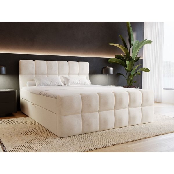 GrainGold Boxspringbett Alicante (Set, Boxspringbett, zwei Bettkästen, Topper), zwei Bettkästen, Topper, Bonell-Matratze, gestepptes Kopfteil